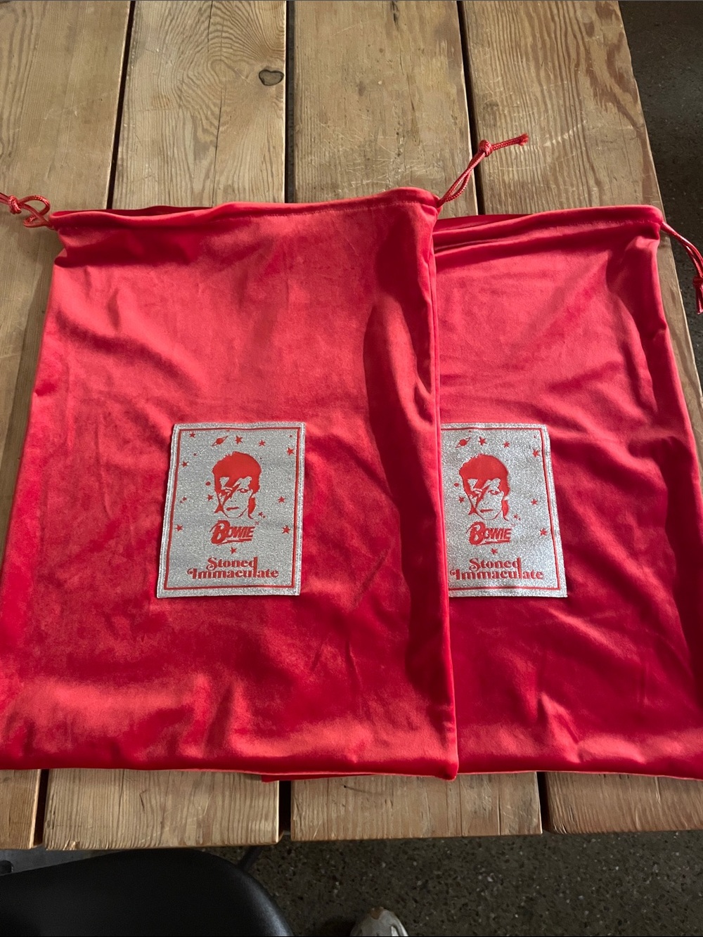 Two Stoned Immaculate Red Velvet Drawstring Travel Bag